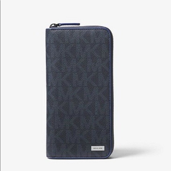 Michael Kors Jet Set Tech Zip Navy Blue Wallet - Picture 1 of 6